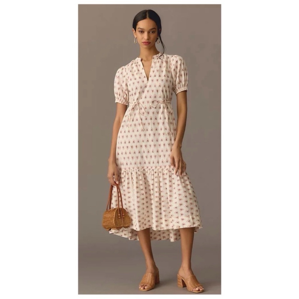Anthropologie Poplin tiered dress